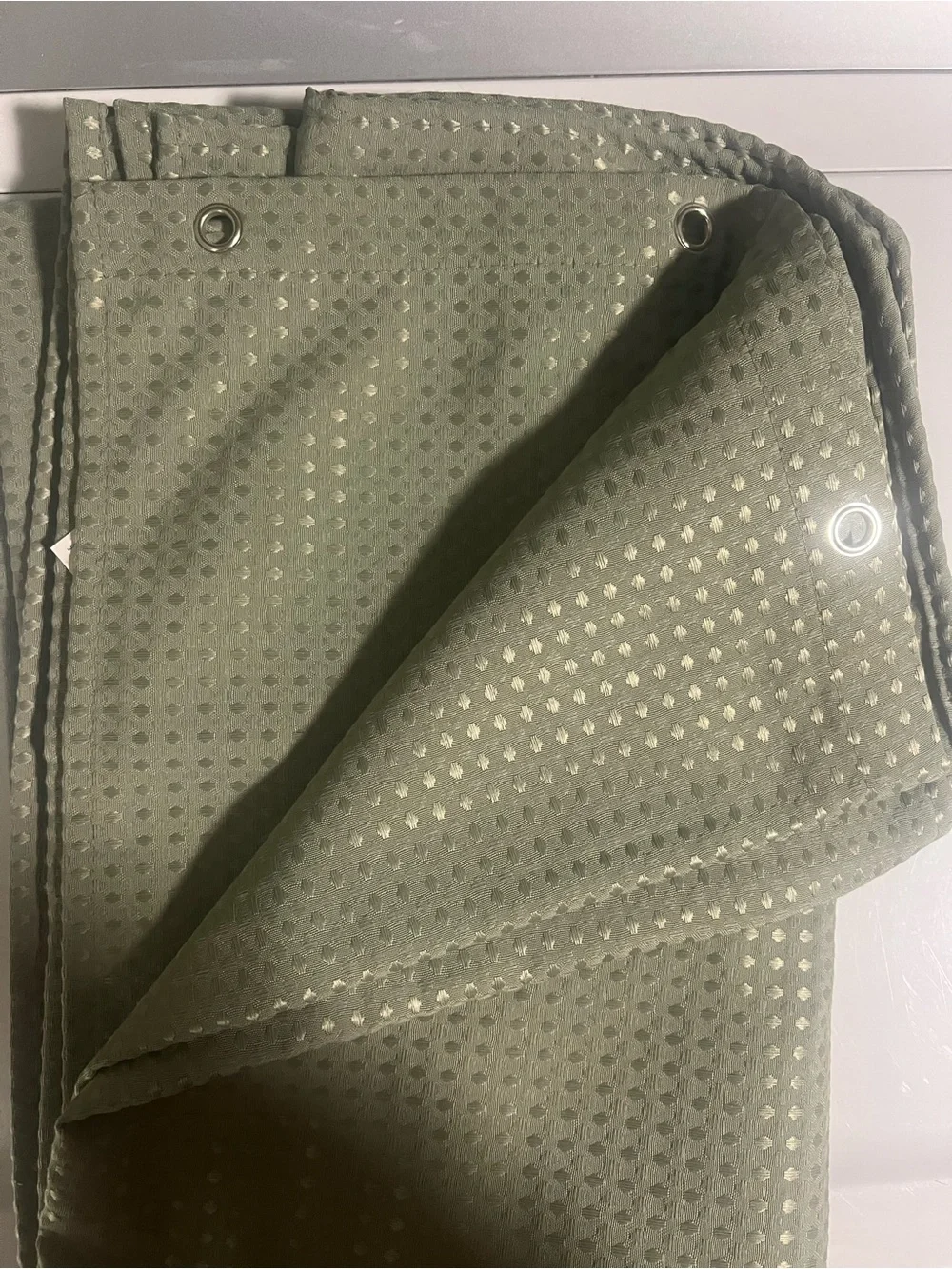 Soft Sage Green Dotted Shower Curtain